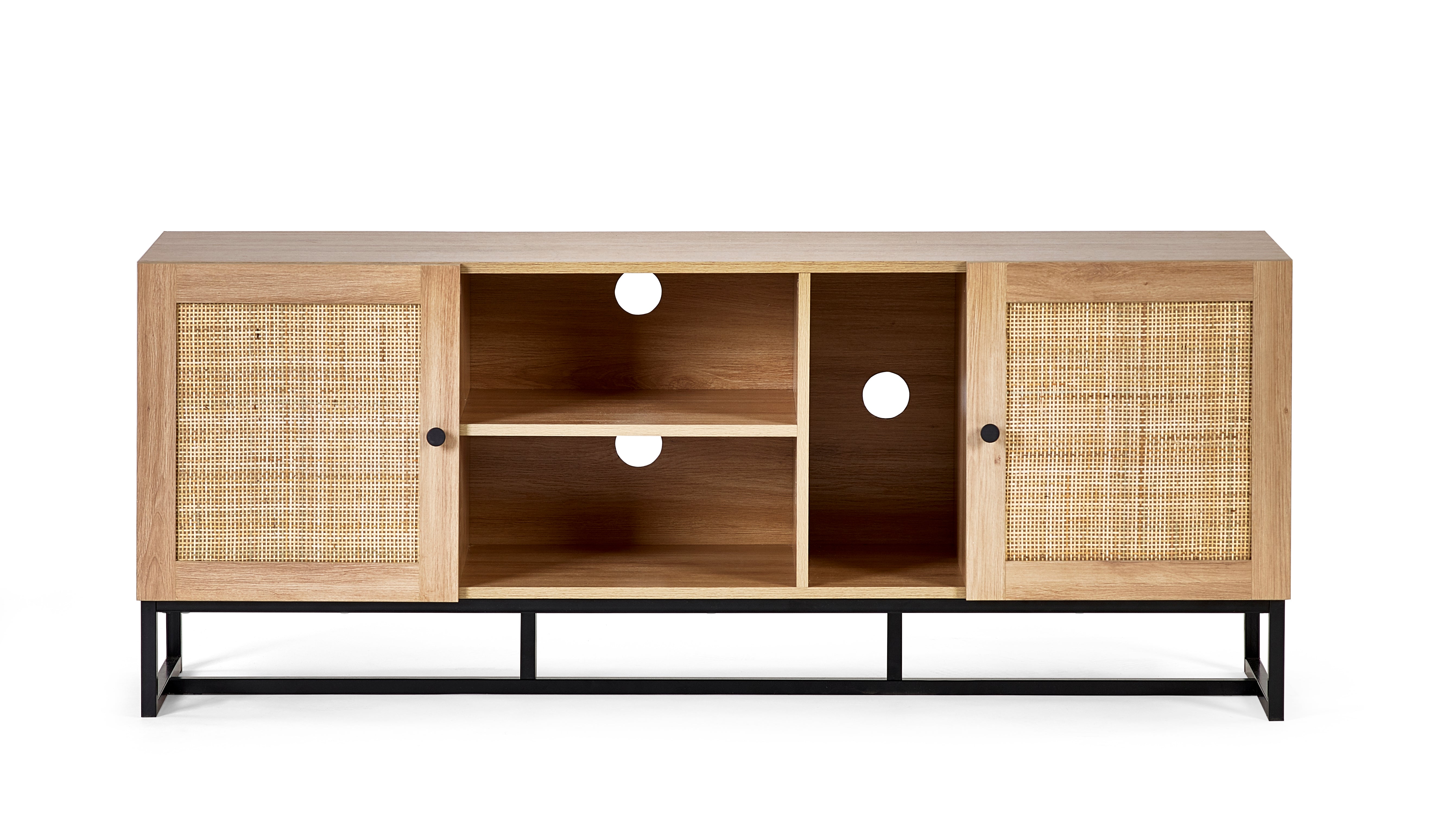 Clermont Oak Wood & Rattan TV Unit